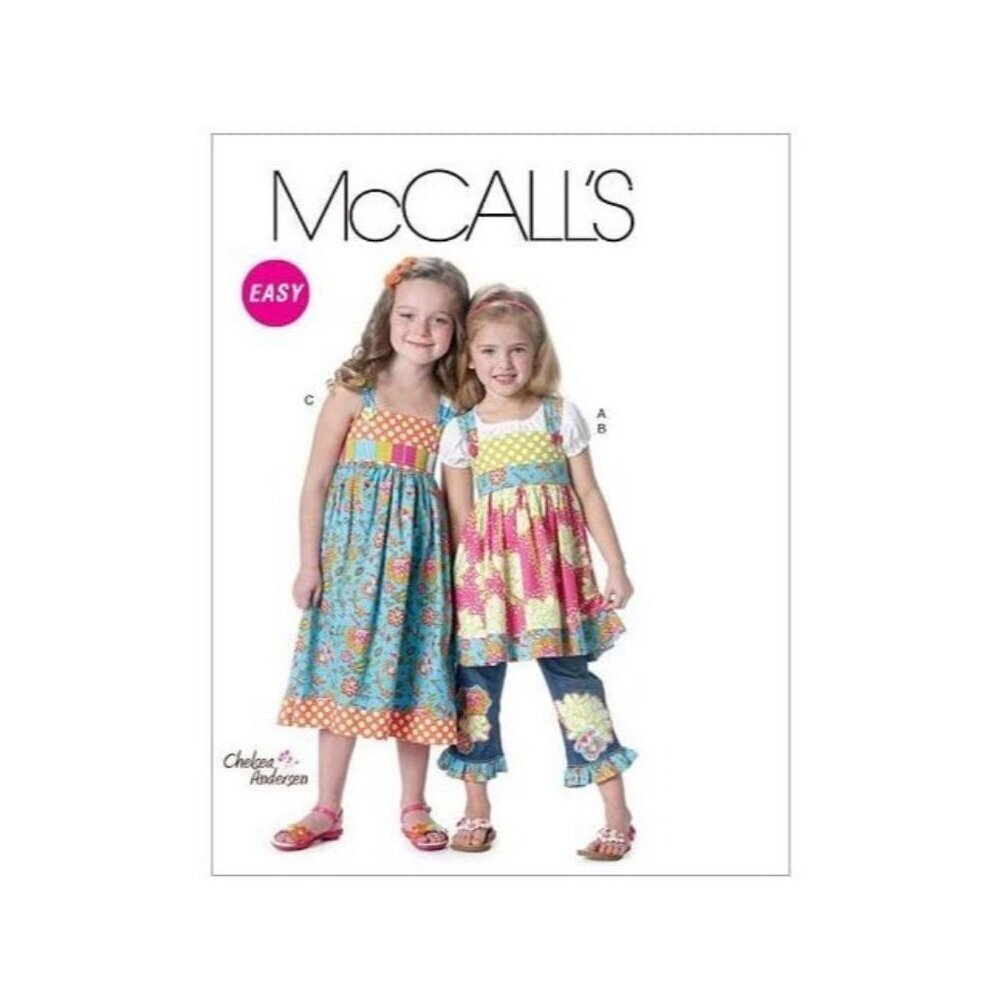 McCalls Sewing Pattern 6313 Tops Dress Belt Ruffle Purchased Jeans Appliques Siz